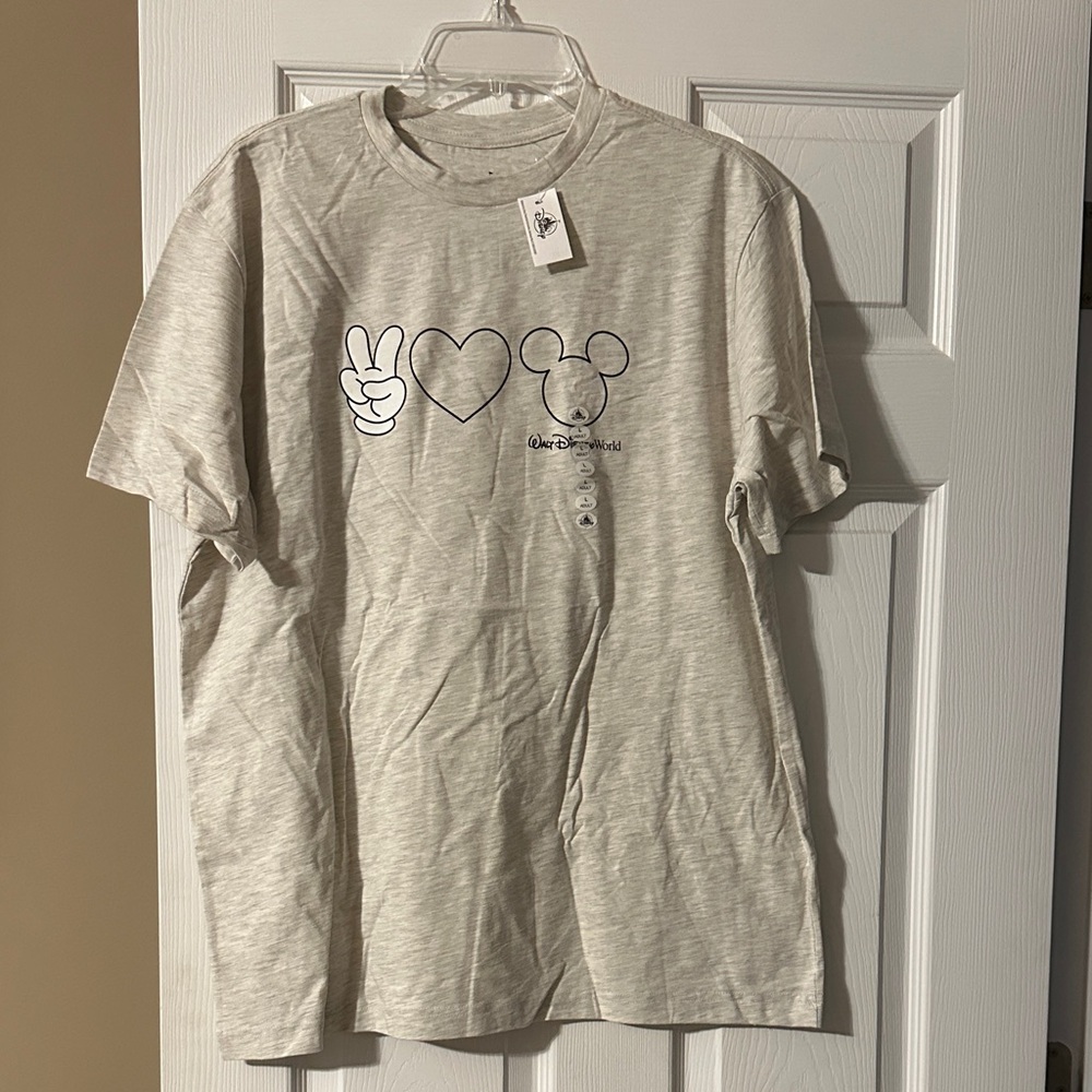 Disney Gray Graphic T-Shirt with Peace Love Mickey Design Size: L New with Tags